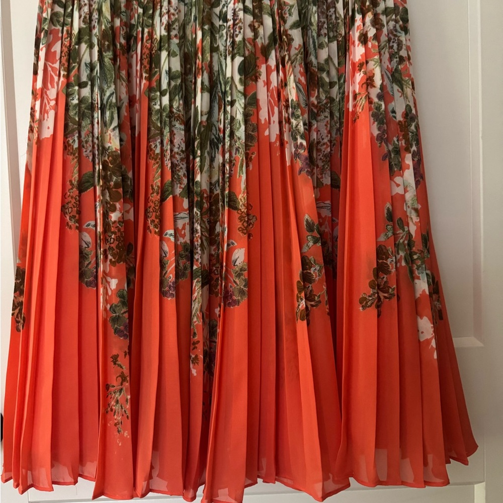 Adrianna Papell Orange Green Pleated Maxi Dress size 12 - Picture 2 of 11